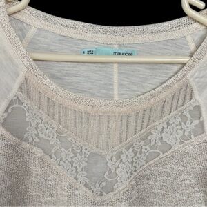 Maurices Cream Lace Accent Knit Top